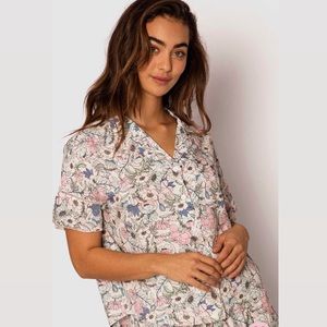 Bras N Things Peggy Print Short Sleeve Shirt - Floral Print